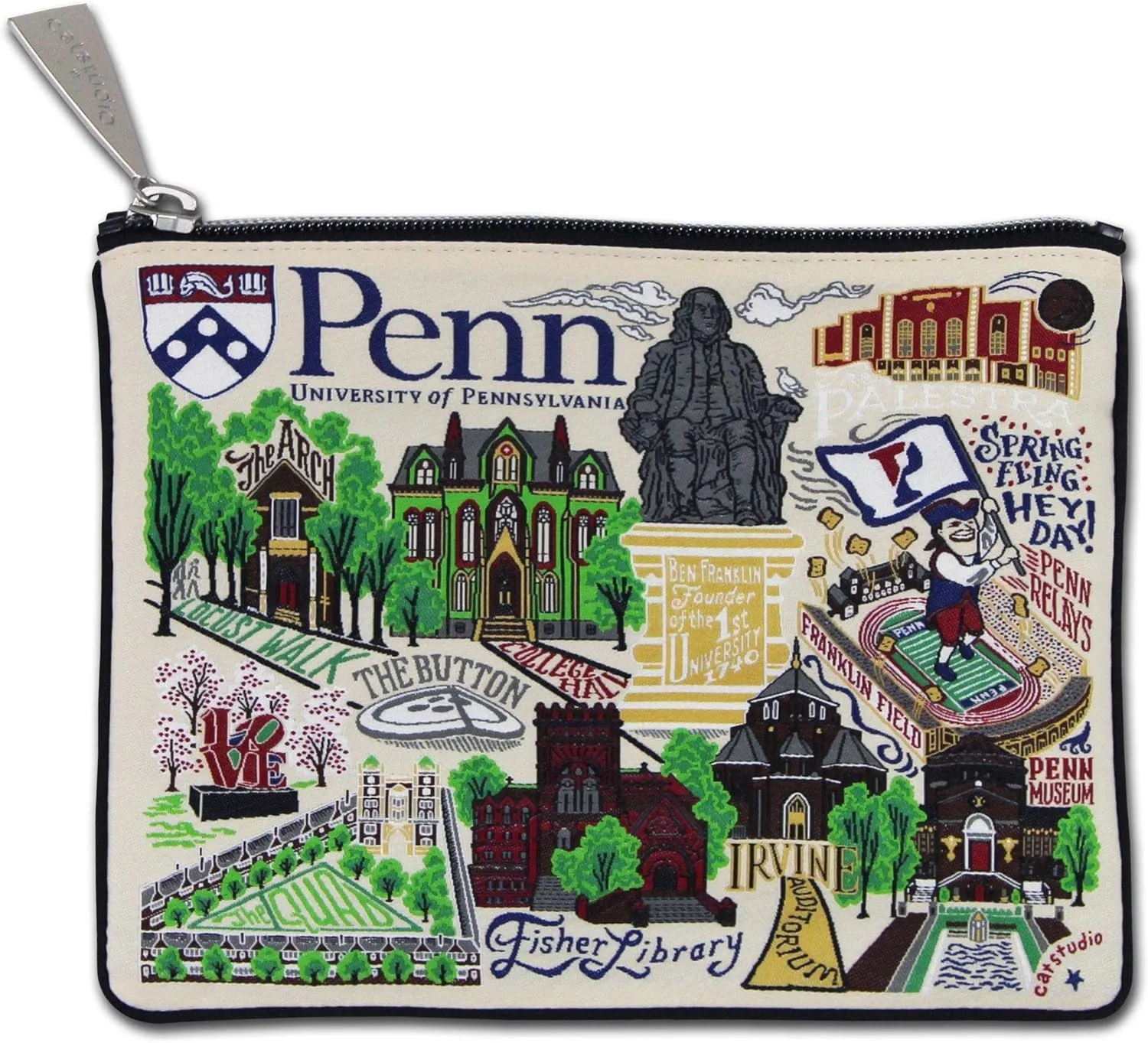 catstudio University Of Pennsylvania Collegiate Zipper Pouch Purse | Holds Your Phone, Coins, Makeup, Dog Treats, & Tech Tools