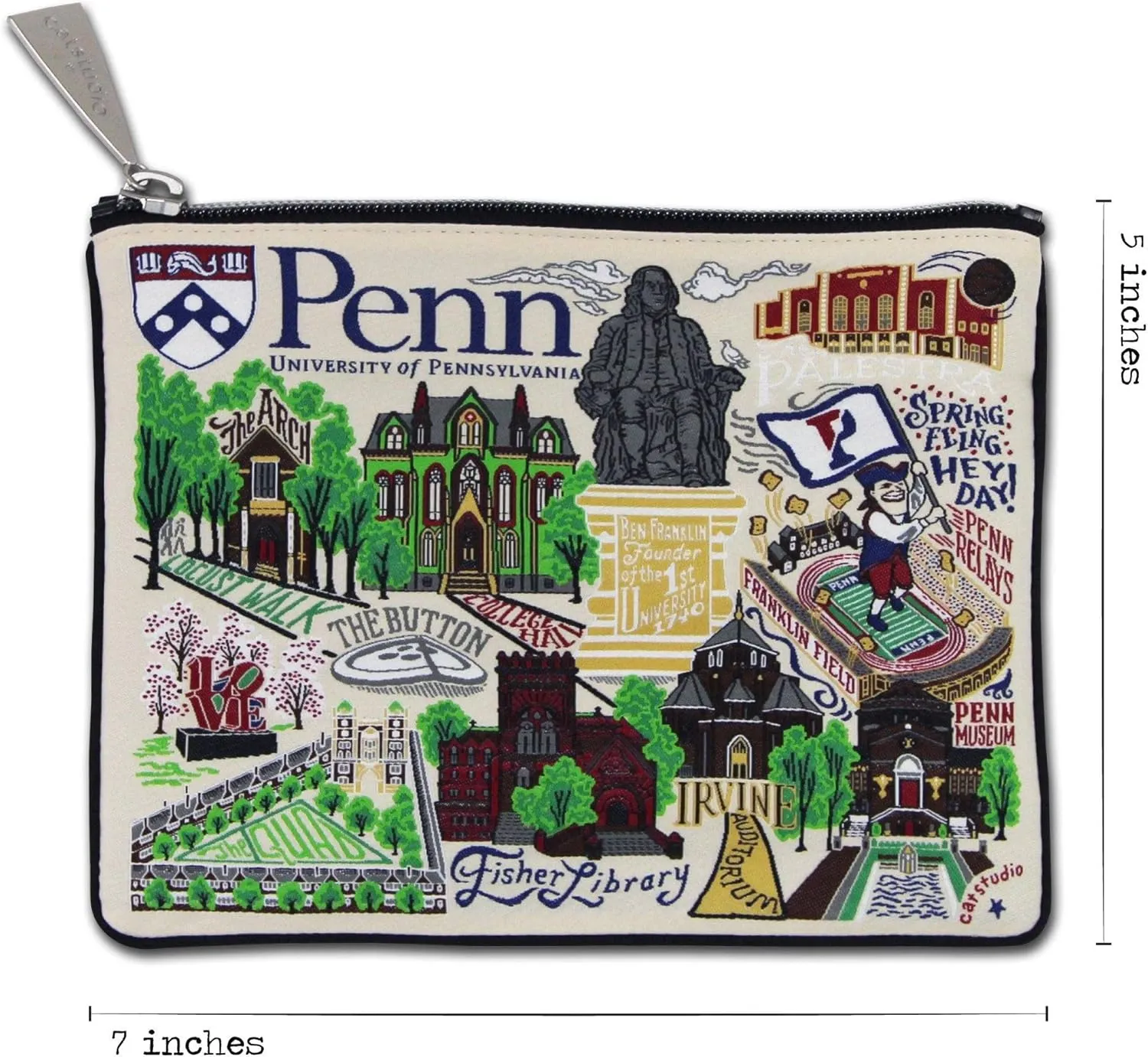 catstudio University Of Pennsylvania Collegiate Zipper Pouch Purse | Holds Your Phone, Coins, Makeup, Dog Treats, & Tech Tools