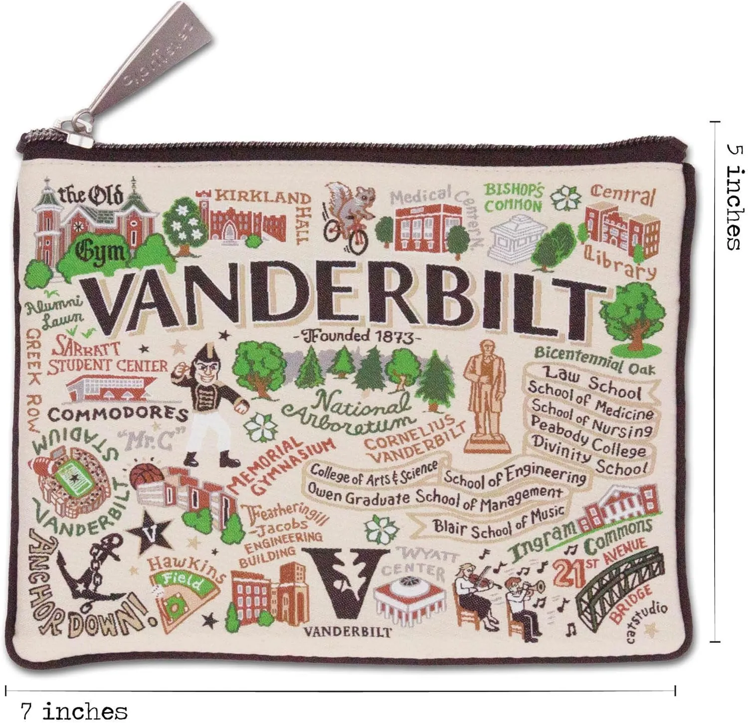 catstudio Vanderbilt University Collegiate Zipper Pouch Purse | Holds Your Phone, Coins, Makeup, Dog Treats, & Tech Tools