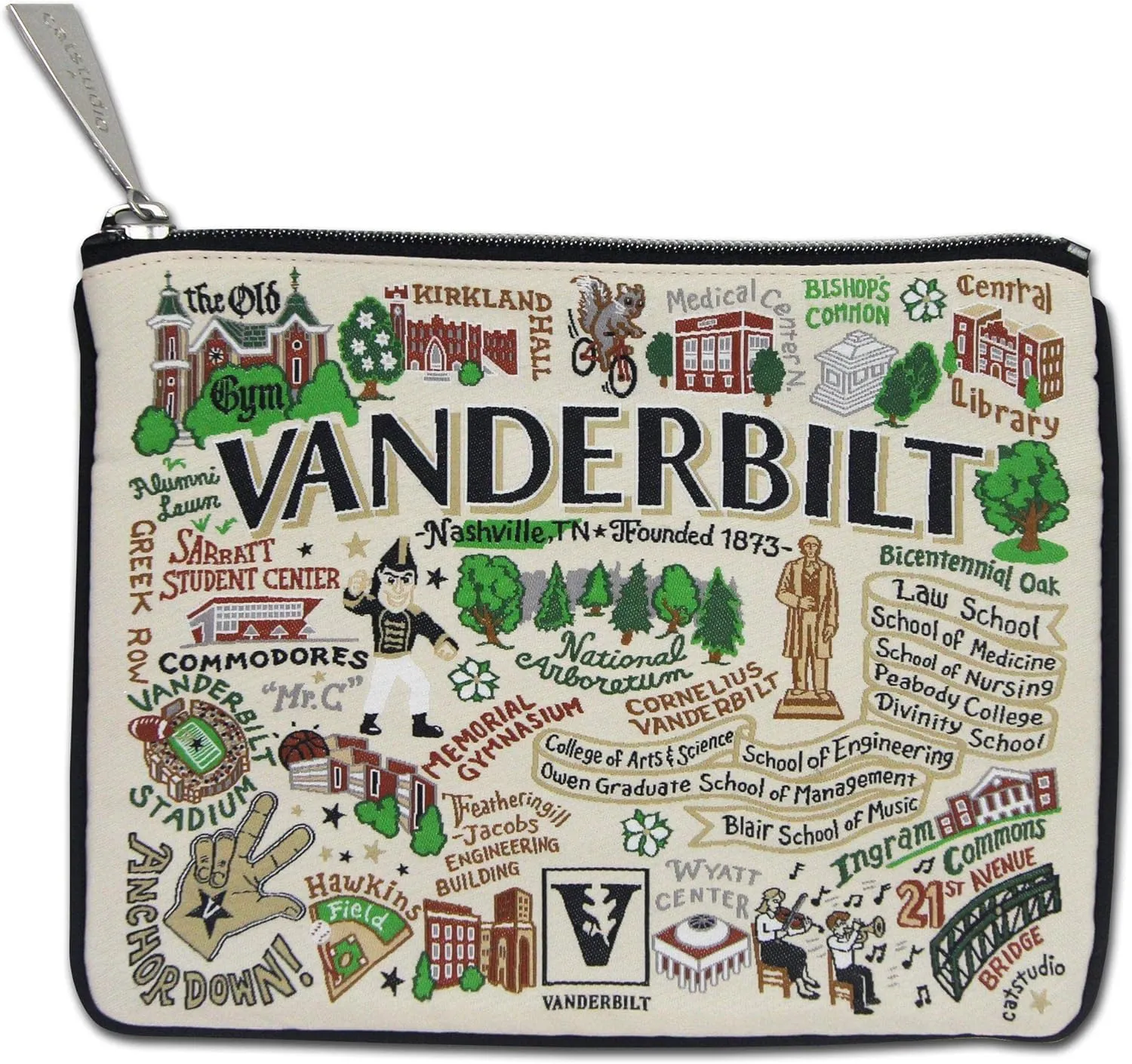 catstudio Vanderbilt University Collegiate Zipper Pouch Purse | Holds Your Phone, Coins, Makeup, Dog Treats, & Tech Tools
