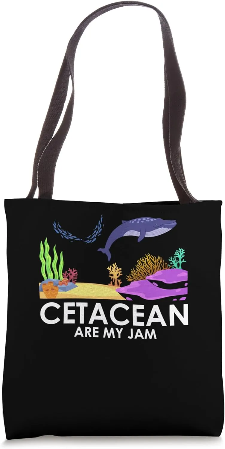 Cetacean are my Jam Whale Sea Panda Ocean Studen Diving Tote Bag