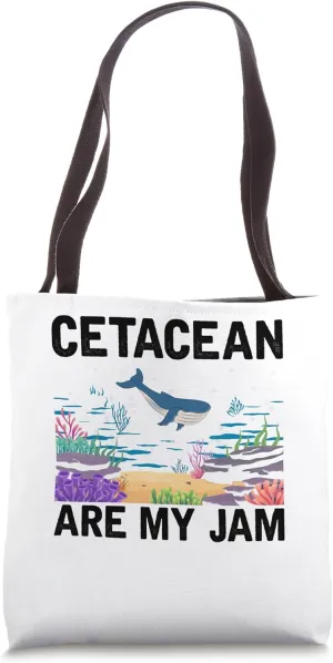 Cetacean are my Jam Whale Sea Panda Ocean Studen Diving Tote Bag