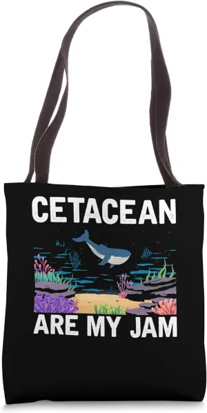 Cetacean are my Jam Whale Sea Panda Ocean Studen Diving Tote Bag
