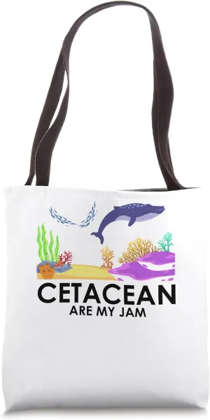 Cetacean are my Jam Whale Sea Panda Ocean Studen Diving Tote Bag