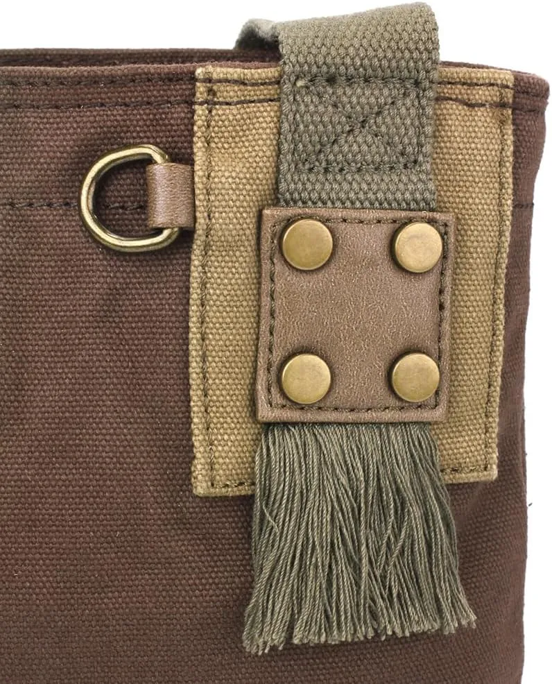 CHALA Patch Cross-Body Women Handbag, Canvas Messenger Bag - Dark Brown