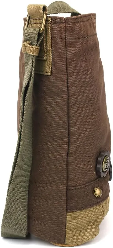CHALA Patch Cross-Body Women Handbag, Canvas Messenger Bag - Dark Brown