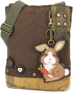 CHALA Patch Cross-Body Women Handbag, Canvas Messenger Bag - Dark Brown