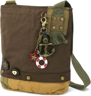 CHALA Patch Cross-Body Women Handbag, Canvas Messenger Bag Dark Brown