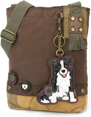 CHALA Patch Cross-Body Women Handbag, Canvas Messenger Bag - Dark Brown