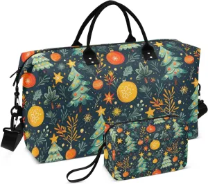 Christmas Bells Tree Duffel Bag for Traveling, Gym Bags with Multiple Interior Pockets for Women Men Toiletry Purse Included 20.5”x 1.9” x 13.8”