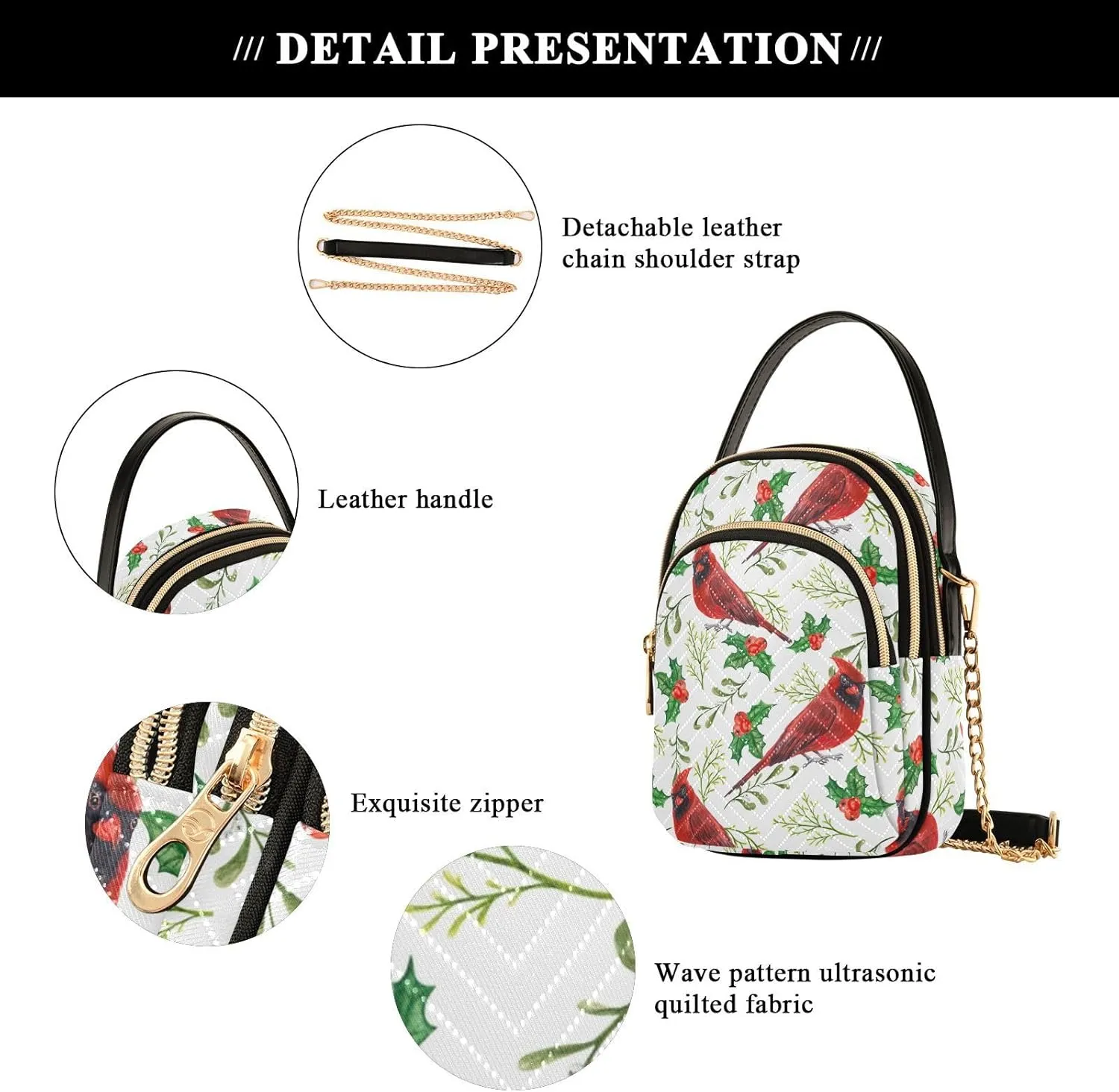 Christmas Nutcracker Crossbody Bags for Women Small Purse Chain Shoulder Bags Hand Bags for Trip Gifts Work