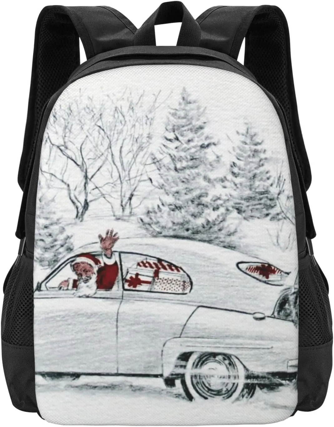 Christmas Retro Car With Tree (7) Lightweight Packable Backpack Travel Casual Hiking Daypack Foldable Backpack For Men Women