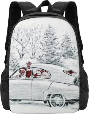 Christmas Retro Car With Tree (7) Lightweight Packable Backpack Travel Casual Hiking Daypack Foldable Backpack For Men Women