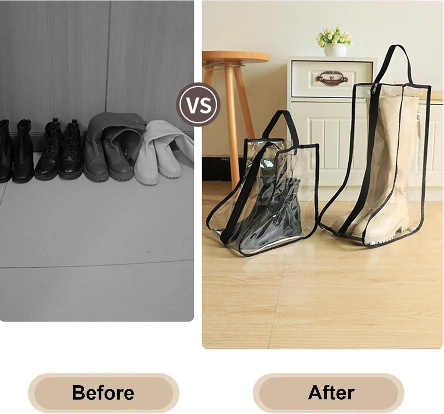 CiBiZi Tall Boot Bags Organizer for Travel Waterproof Cowboy Boots Bags for Storage Portable Shoe Travel Bags for Women Men Hangable Ski Boot Bags Dust-free Shoe Bags 4PACK