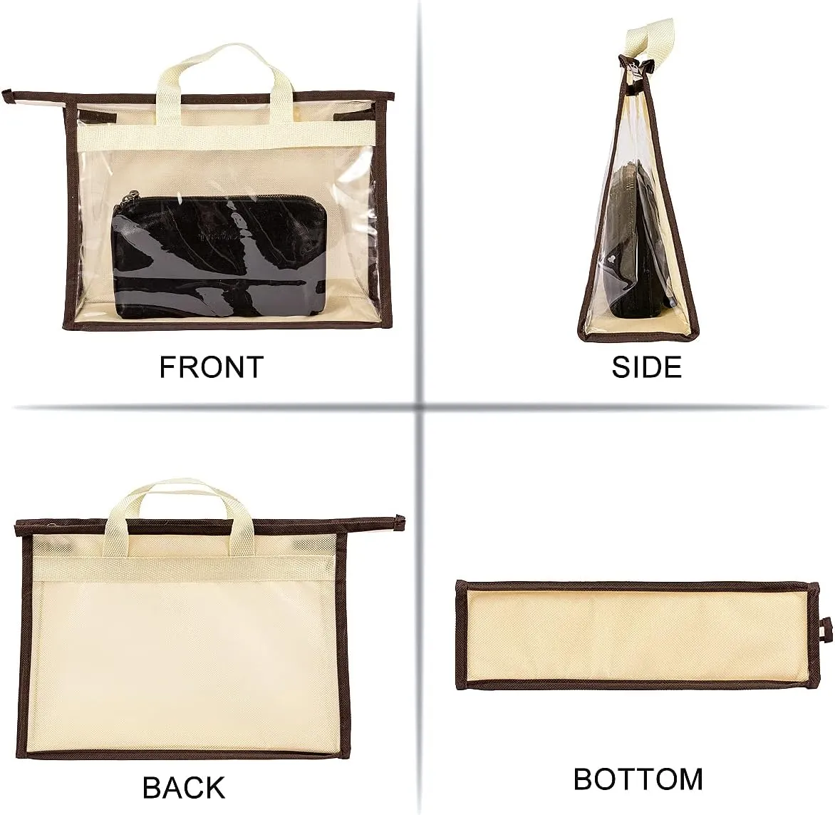 CINPIUK Clear Handbag Storage Bags Purse Organizer for Closet, Zipper Hanging Storage Bag for Handbags, XL, 2PCS
