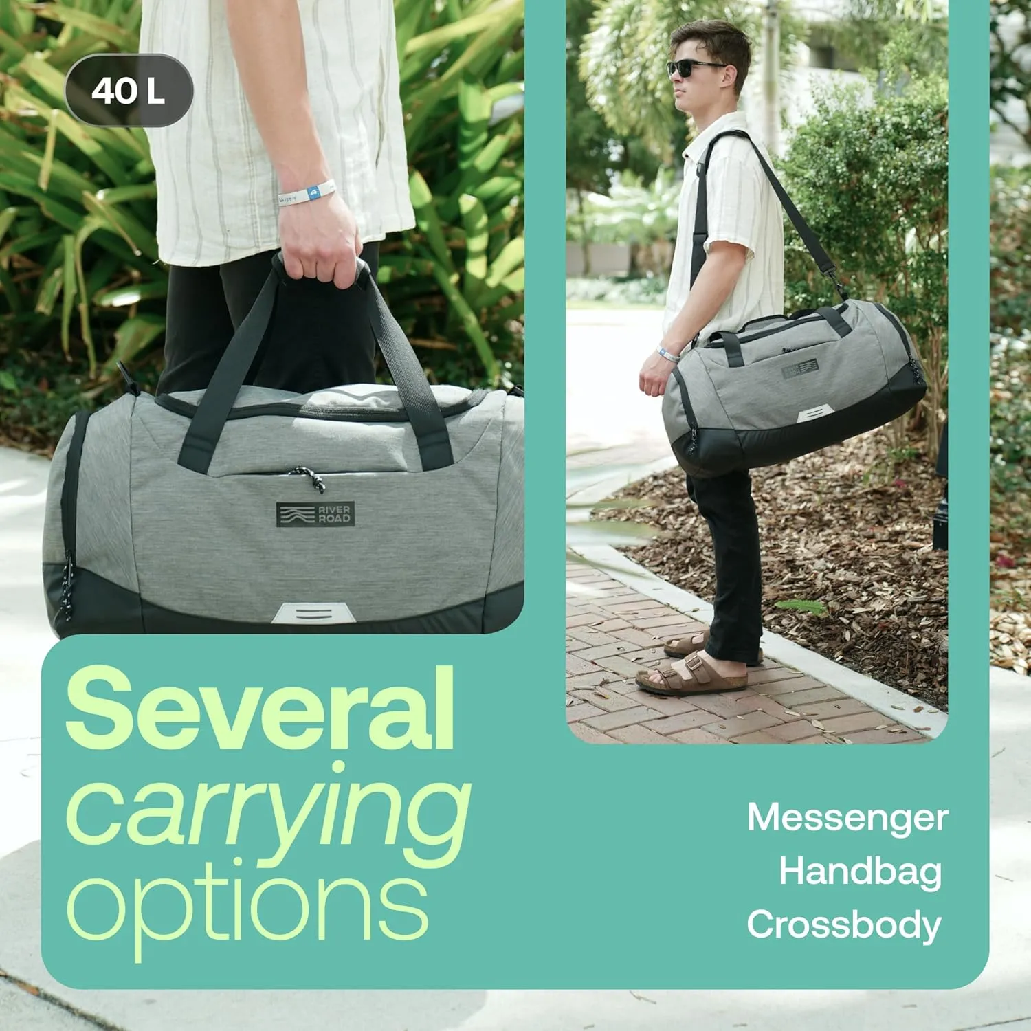 CityRoll 40L Medium Gym Duffle Bag - Workout Duffel Bag for Travel Men and Women with Shoe Compartment - Perfect Carry On (Dark Green)