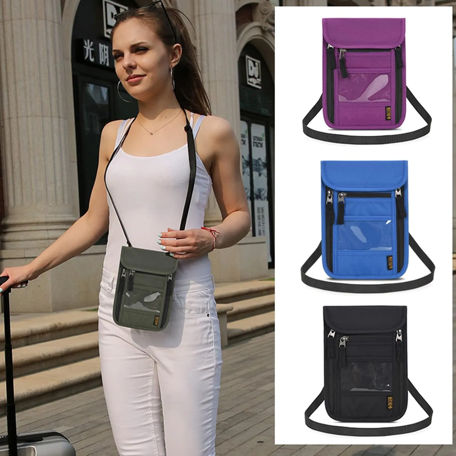 Clakllie Unisex Travel Bag for Outdoor Practical Phone Bag Adjustable Utility Fashion Neck Bag Lightweight Coin Purse Fanny Pack,Grey