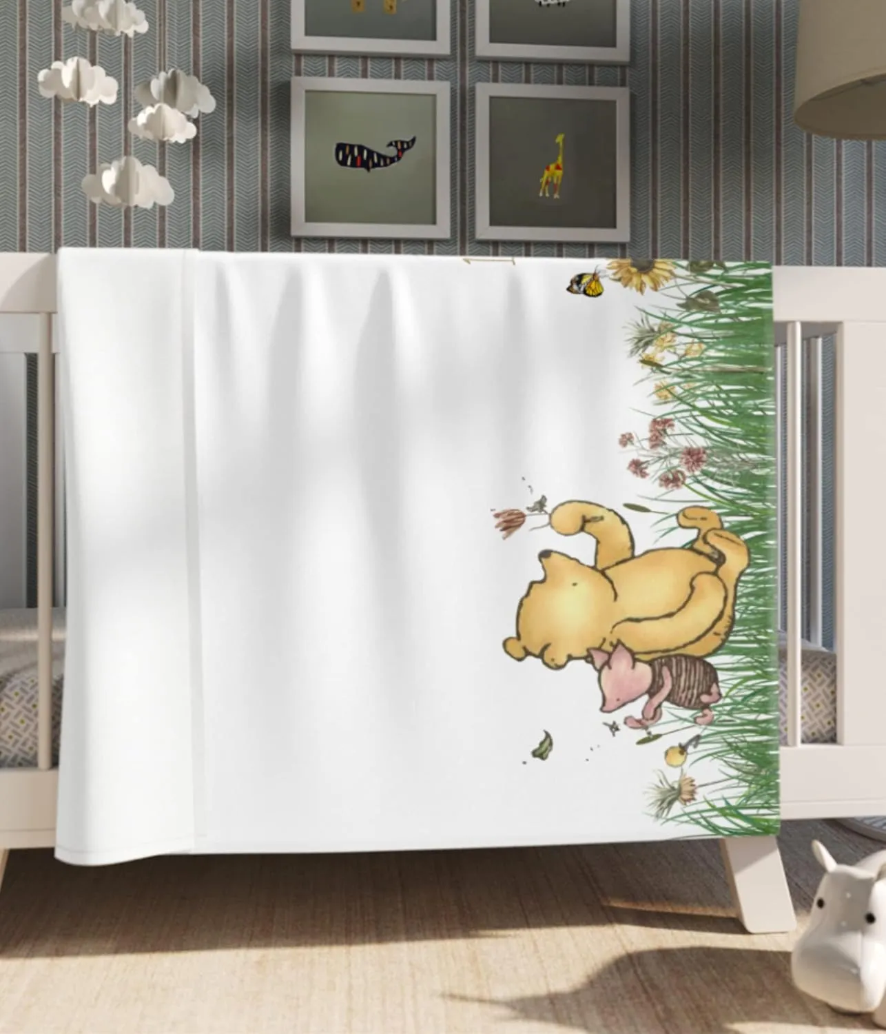 Classic Winnie Bear Baby Milestone Blanket Boy, Pooh Baby Month Blanket Girl, First Year Calendar Monthly Growth Chart, Personalized Name Newborn Photo Mat, Baby Boy Shower Gift (Various Sizes)