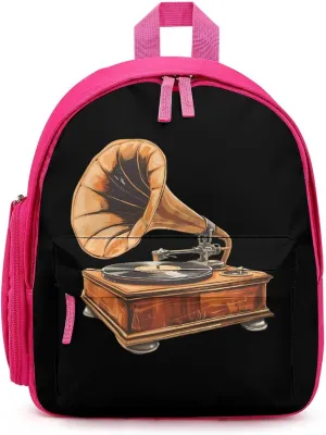 Classic Wood Record Player Funny Travel Backpack Lightweight Shoulder Bag Casual Daypack for Daily Business for Women Men