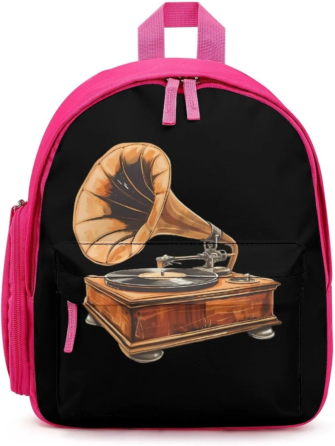 Classic Wood Record Player Funny Travel Backpack Lightweight Shoulder Bag Casual Daypack for Daily Business for Women Men