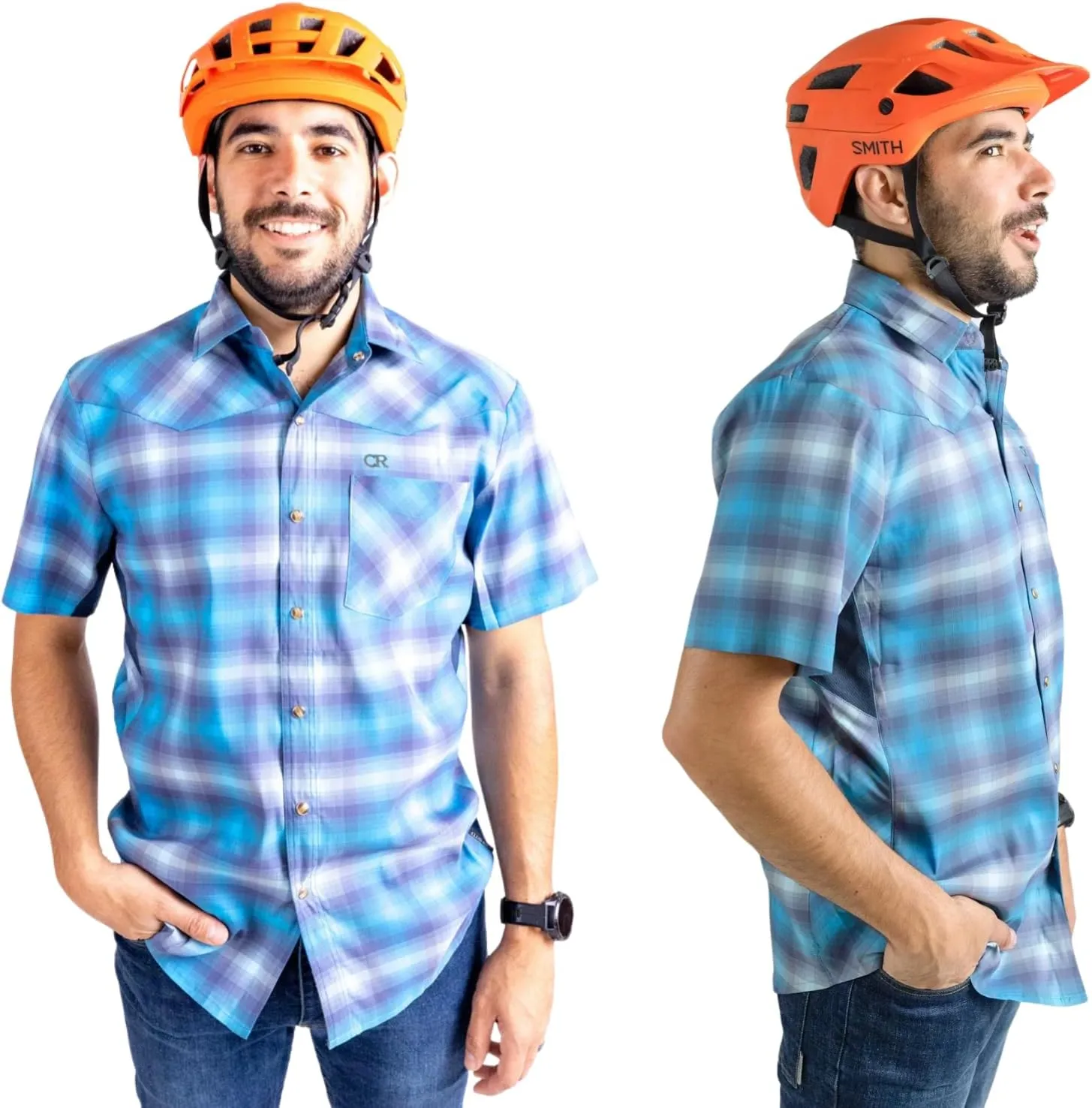 Club Ride Apparel New West Cycling Shirt - Men's Short Sleeve Cycling Jersey - Sport Fit Snap Down Top - 50 UPF Riding Shirt