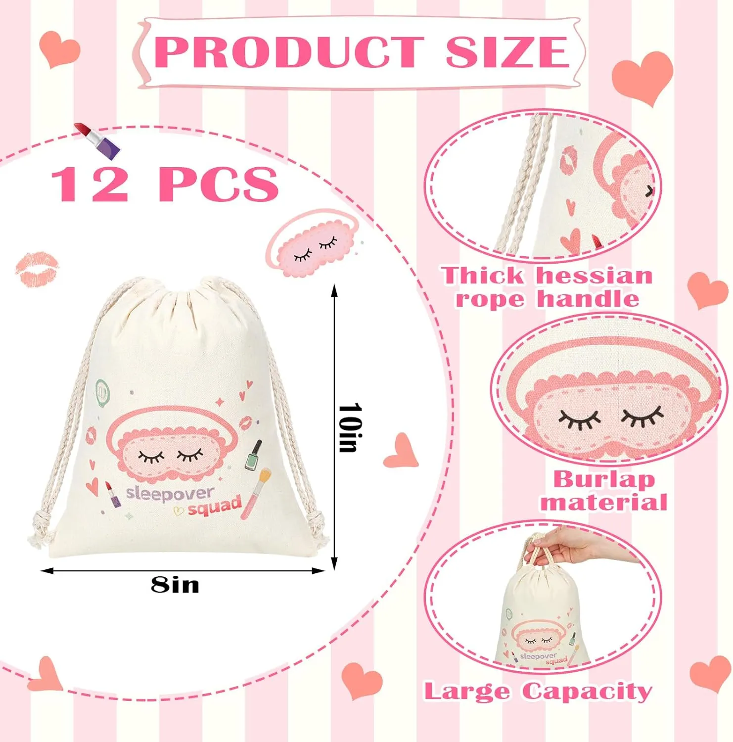 Clysee 12 Pcs Sleepover Party Favor for Women Slumber Gift Bag for Sleepover Spa Squad Party Birthday Gift(Pink)