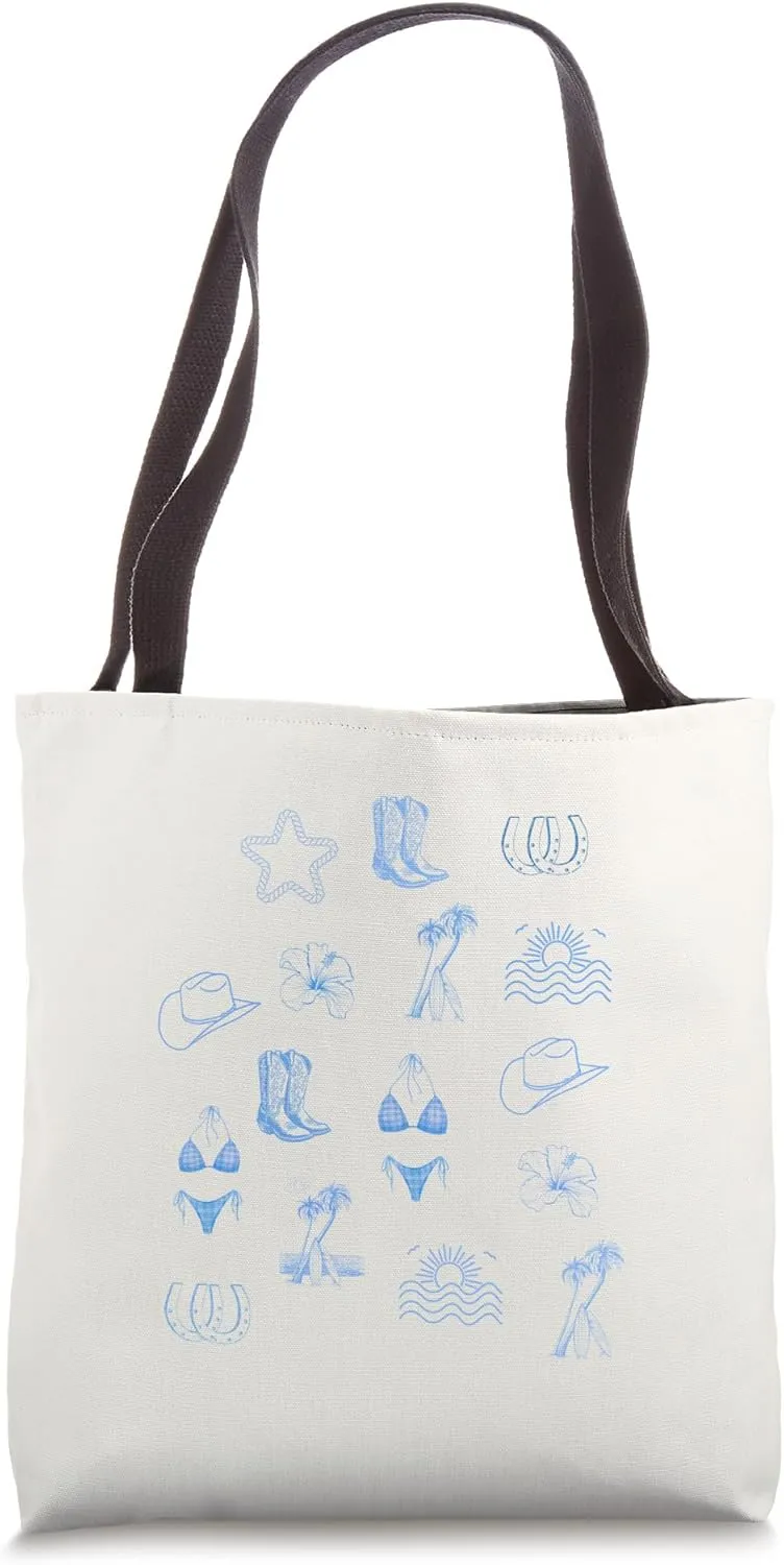 Coastal Cowgirl Beachy Blue Summer Surf Western Tote Bag