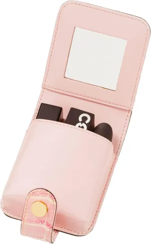 Cockatoo Leather Lipstick Case with Mirror, Women's Portable Lipstick Pouch Travel Cosmetic Bag, Mini Cosmetic Bag (Bright Red)