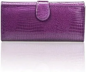 Coin Purse Pu Leather Women's Wallet Retro Crocodile Tri-fold Purse Clutch Ladies Long Zipper Large Capacity Coin Pocket High Capacity (One Color)