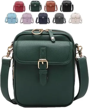 Collaboraten1 Crossbody Leather Bag, Large Capacity with 10 Card Slots, Anti Theft Shoulder Bags for Women Travel