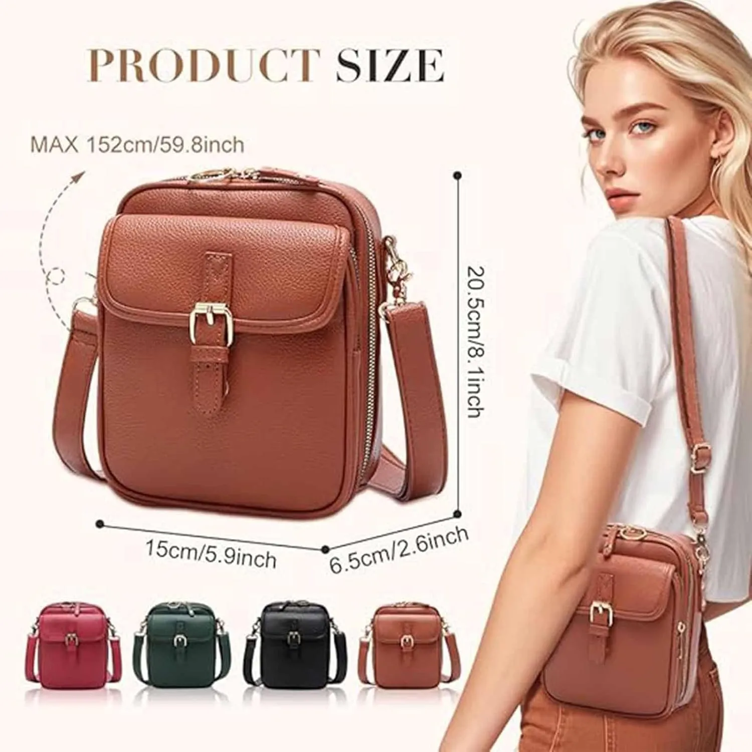 Collaboraten1 Crossbody Leather Bag, Purse Vintage Mini Messenger Bag, Vintage Large Capacity Messenger Bag