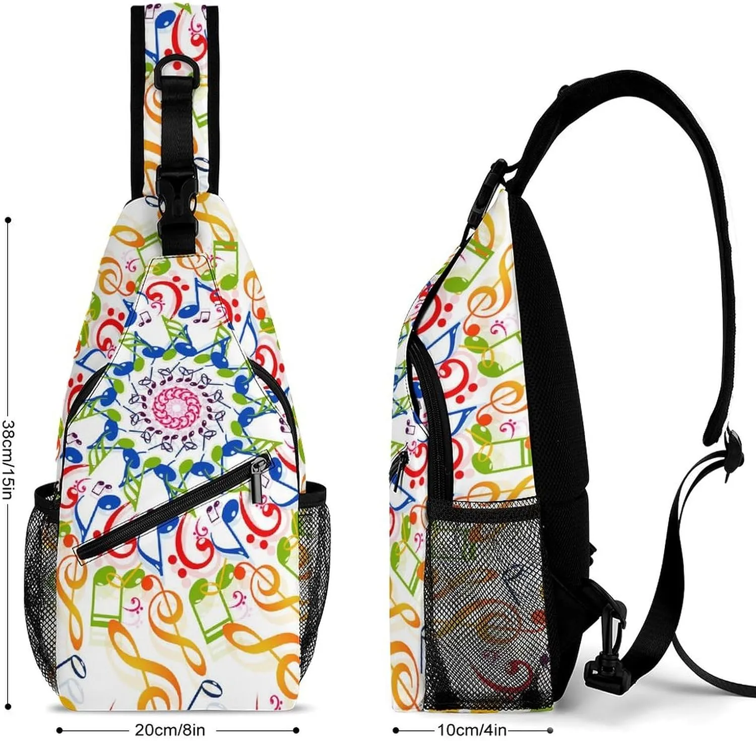 Colorful-musical-notes-background Crossbody Sling Bag for Women Men Travel Chest Bag, Cycling Shoulder Backpack