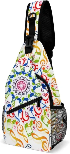 Colorful-musical-notes-background Crossbody Sling Bag for Women Men Travel Chest Bag, Cycling Shoulder Backpack