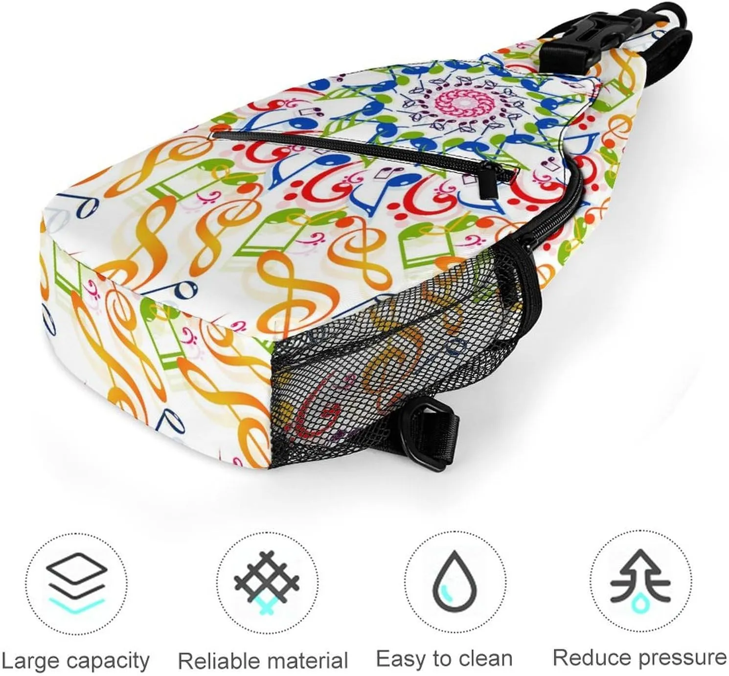 Colorful-musical-notes-background Crossbody Sling Bag for Women Men Travel Chest Bag, Cycling Shoulder Backpack