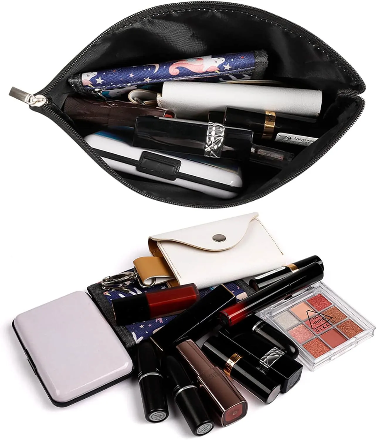 Cosmetic Bag Makeup Bags for Women Portable Makeup Bag Silhouette of A Women on A Bicycle in The Fall Makeup Case Travel Toiletry Bag for Travel Accessories