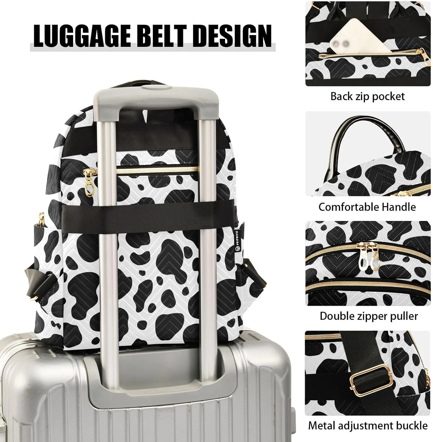 Cow Print Mini Backpack Fashion Backpack Purse for Women,Handbag Shoulder Bag Casual Daypack, Ladies Gift for College Work （M）