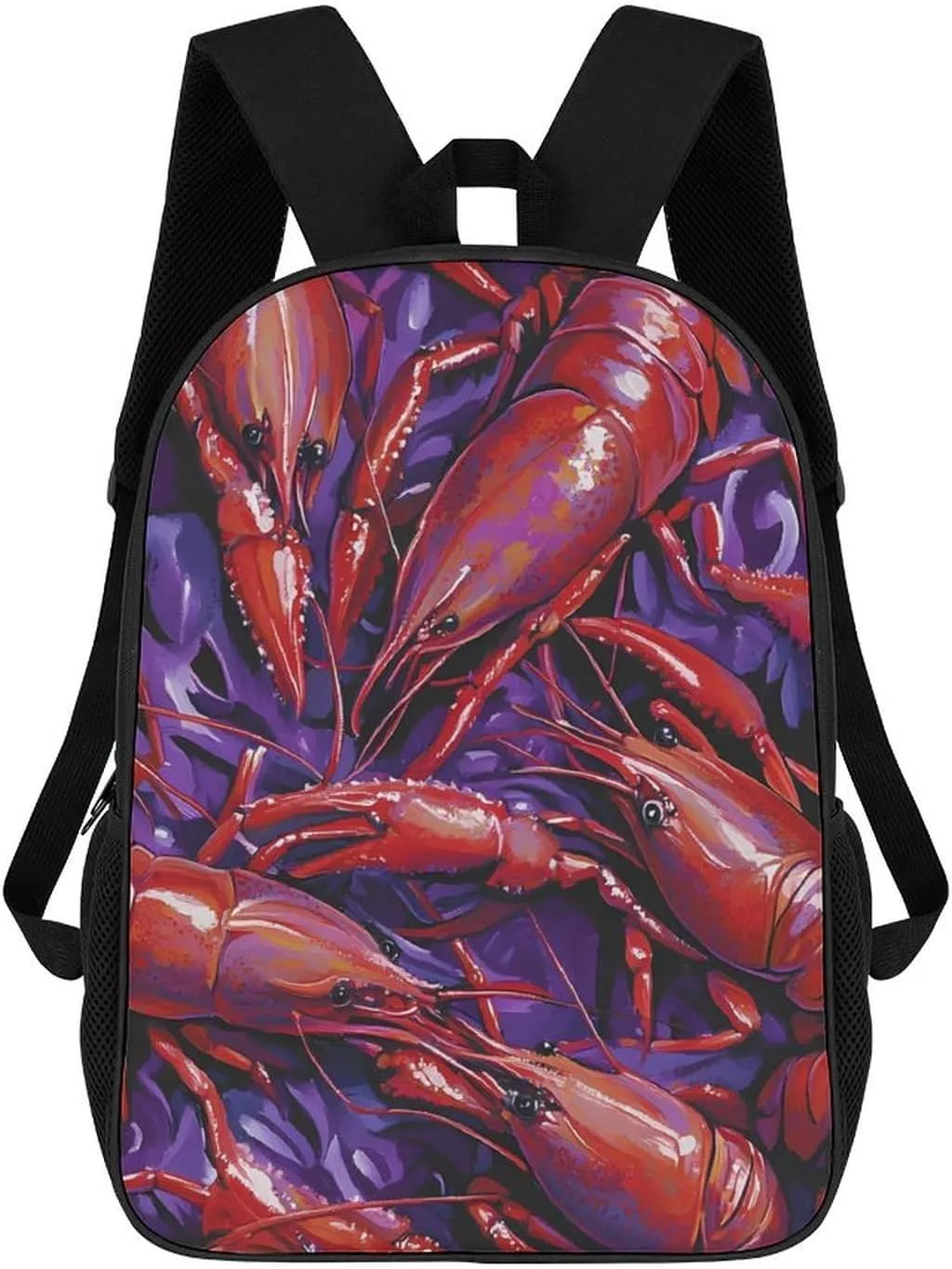 Crayfish Red And Purple Unisex Backpack 17" Casual Daypacks Simple Shoulders Bag for Camping Hiking Travel Gear