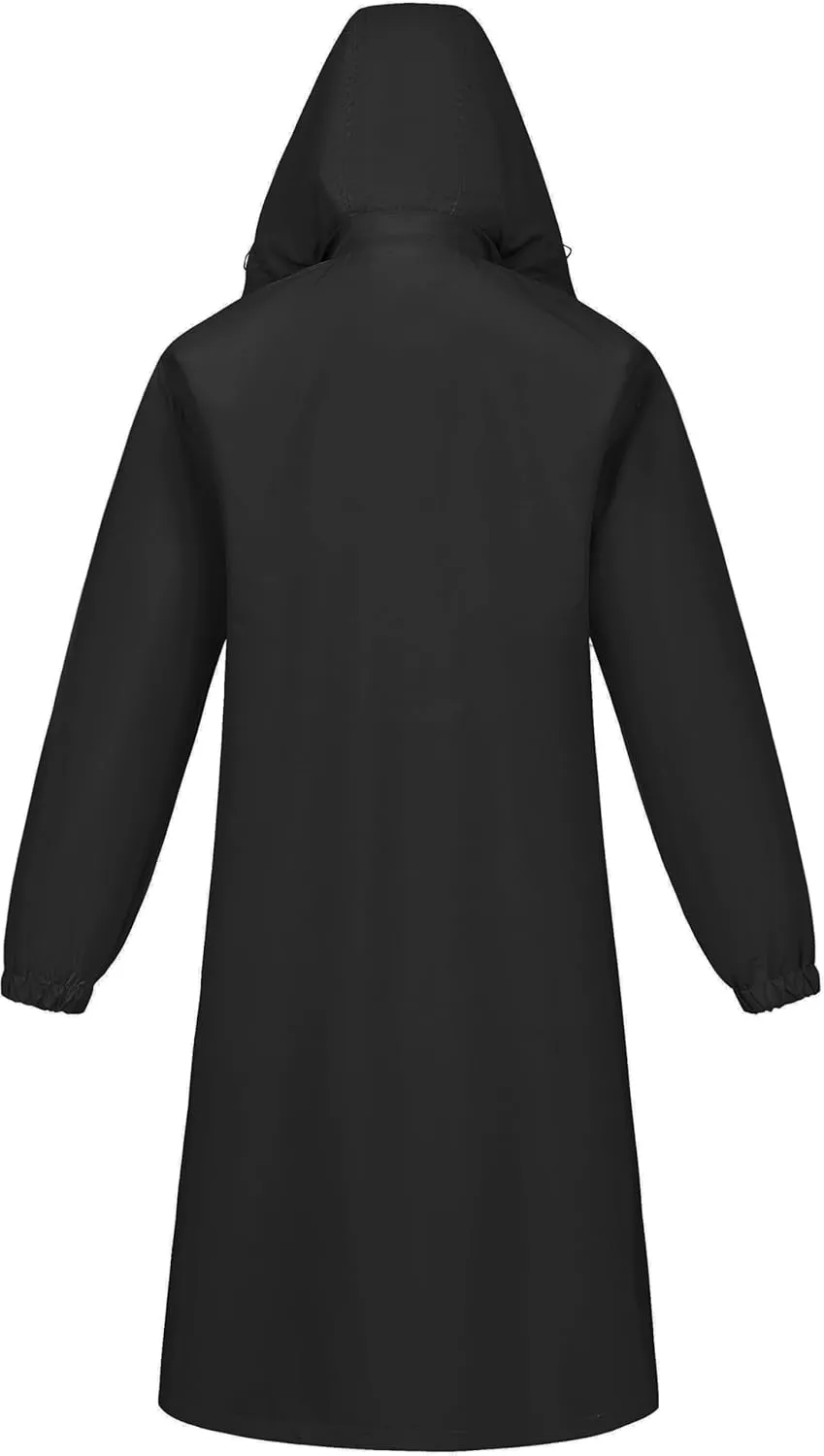 CREATMO US Women's Long Waterproof Rain Coats Lightweight Rain Jacket Packable Windbreaker with Removable Hood