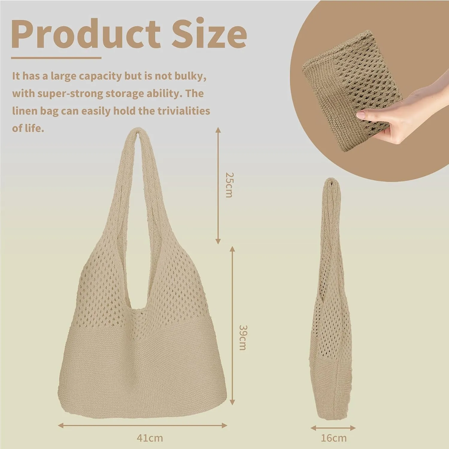 Crochet Tote Bag Women: Knit Bag for Summer Vacation Travel Beachy