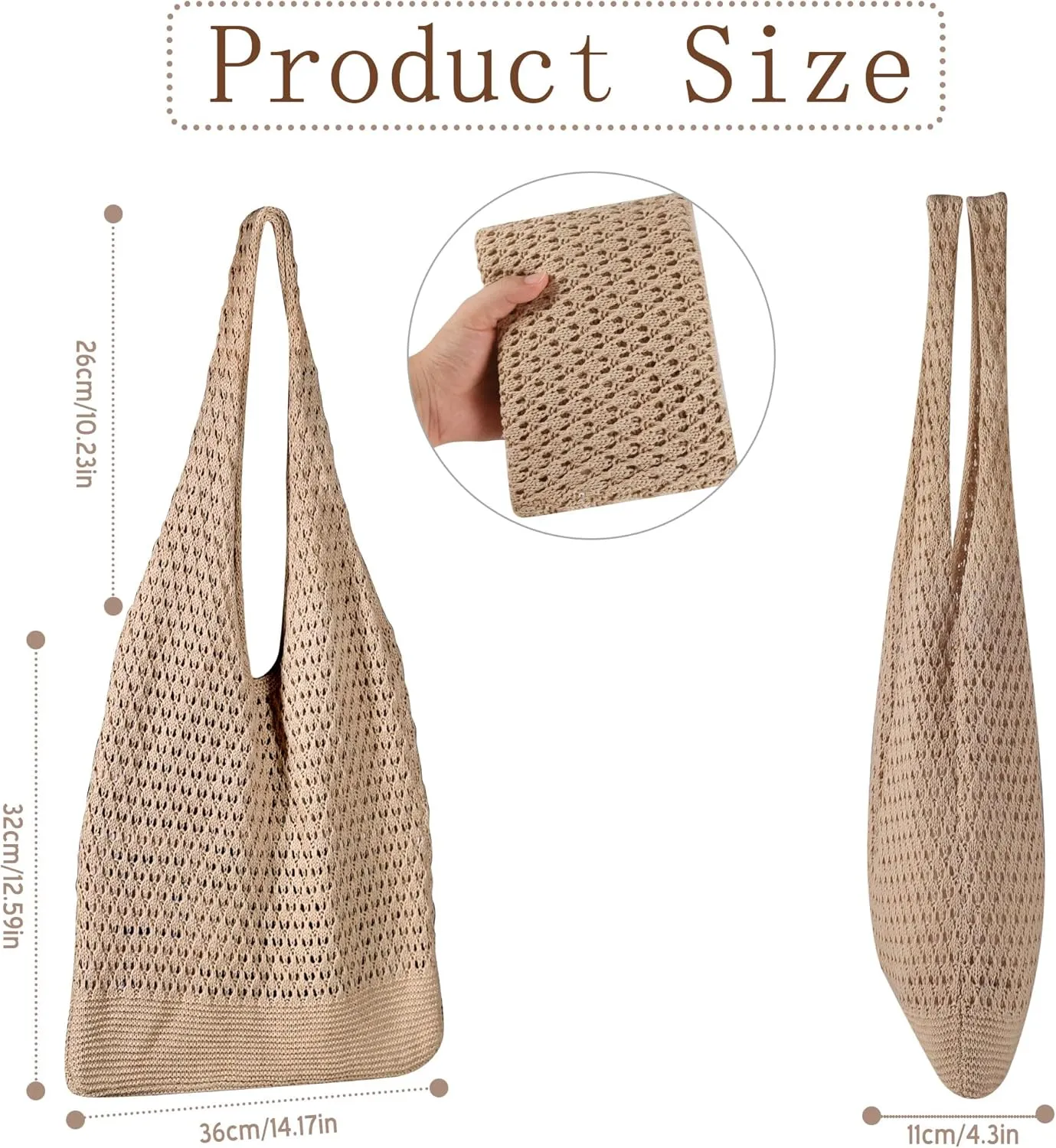 Crochet Tote Bag Women: Knit Bag for Summer Vacation Travel Beachy