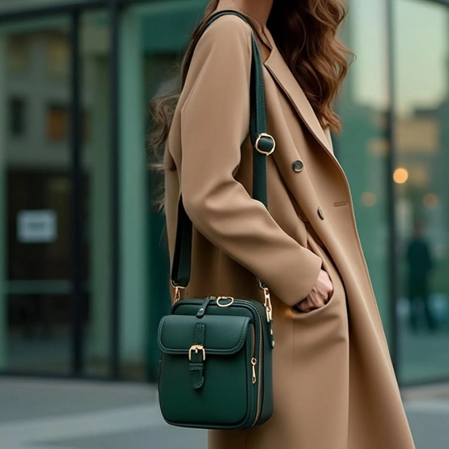 Crossbody Leather Bag, Vintage Vegan Leather Crossbody Messenger Bag with 10 Card Slots, Lightweight Shoulder Bags for Travel