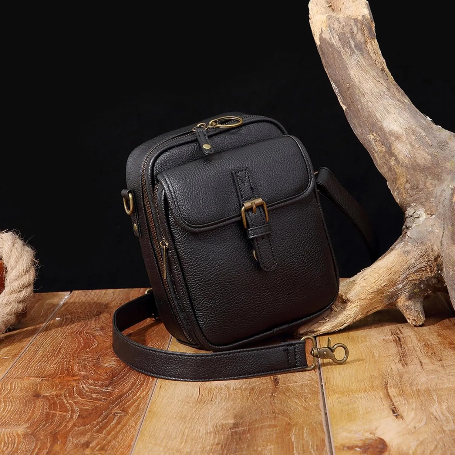 Crossbody Leather Bag, Vintage Vegan Leather Crossbody Messenger Bag with 10 Card Slots, Lightweight Shoulder Bags for Travel