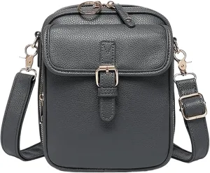 Crossbody Leather Bag, Vintage Vegan Leather Crossbody Messenger Bag with 10 Card Slots, Lightweight Shoulder Bags for Travel