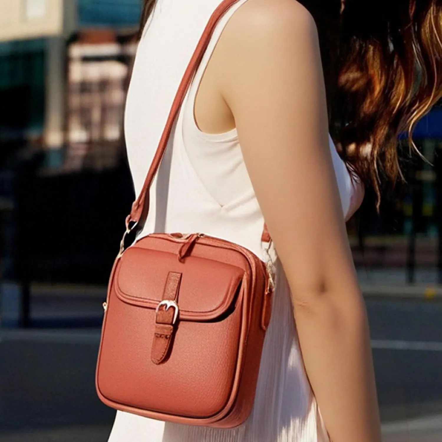 Crossbody Leather Bag, Vintage Vegan Leather Crossbody Messenger Bag with 10 Card Slots, Lightweight Shoulder Bags for Travel