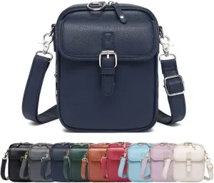 Crossbody Leather Bag,Double Layer Large Capacity Messenger Bag, Retro Faux Leather Built in Purse Anti Theft Bag