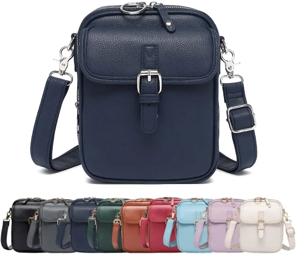 Crossbody Leather Bag,Double Layer Large Capacity Messenger Bag, Retro Faux Leather Built in Purse Anti Theft Bag