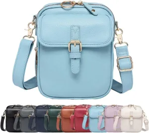 Crossbody Leather Bag,Double Layer Large Capacity Messenger Bag, Retro Faux Leather Built in Purse Anti Theft Bag