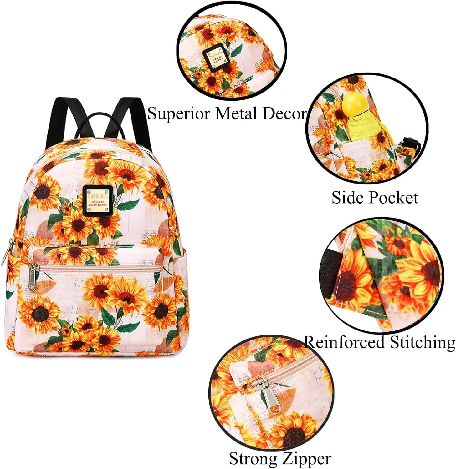 Cusangel Small Backpack For Women Flowers, Floral Small Backpack Girls,Water-resistant 10L Fashion lightweight cute Small Backpack Daypack mini Shoulder Bag Woman Kids School work