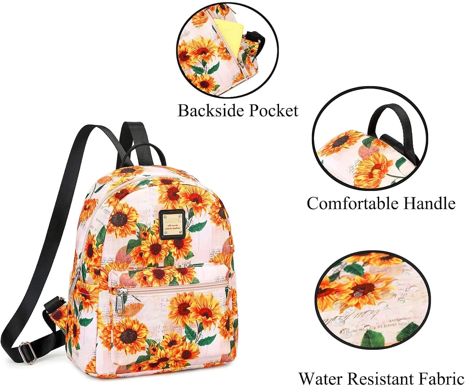 Cusangel Small Backpack For Women Flowers, Floral Small Backpack Girls,Water-resistant 10L Fashion lightweight cute Small Backpack Daypack mini Shoulder Bag Woman Kids School work