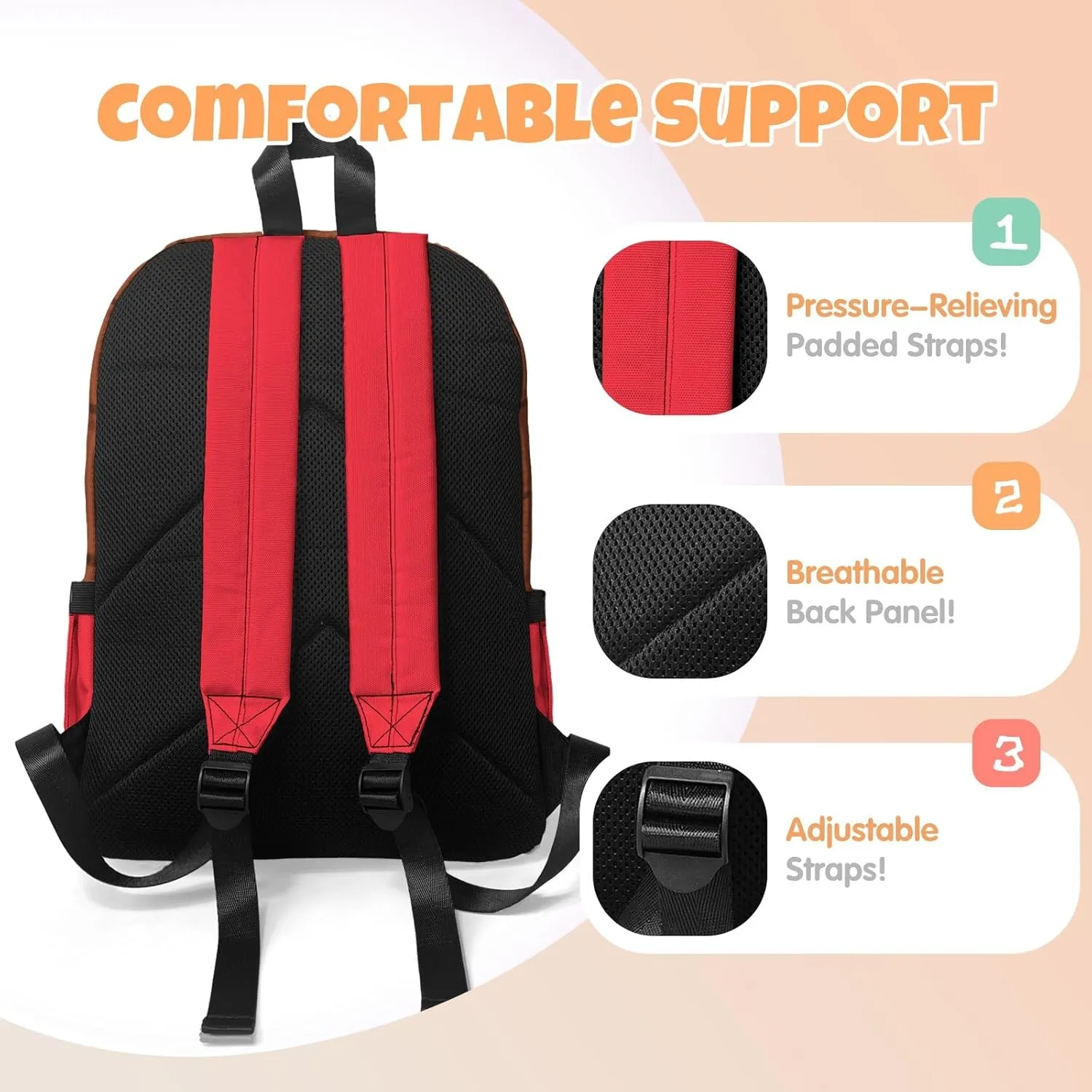 Custom Backpack for Girls, Lightweight Backpack Set with Lunch Bag and Pencil Case 3 pcs, Schoolbag for Elementary Junior High School Students 6-8 10-12 14-16, Chocolate